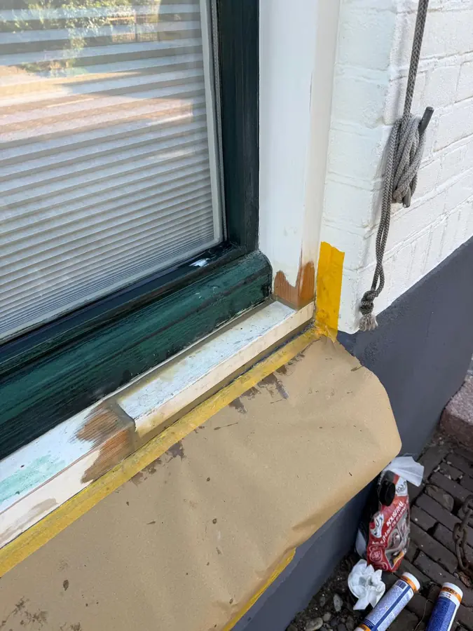 Onderdorpel opgevuld met reparatiehars